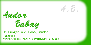 andor babay business card